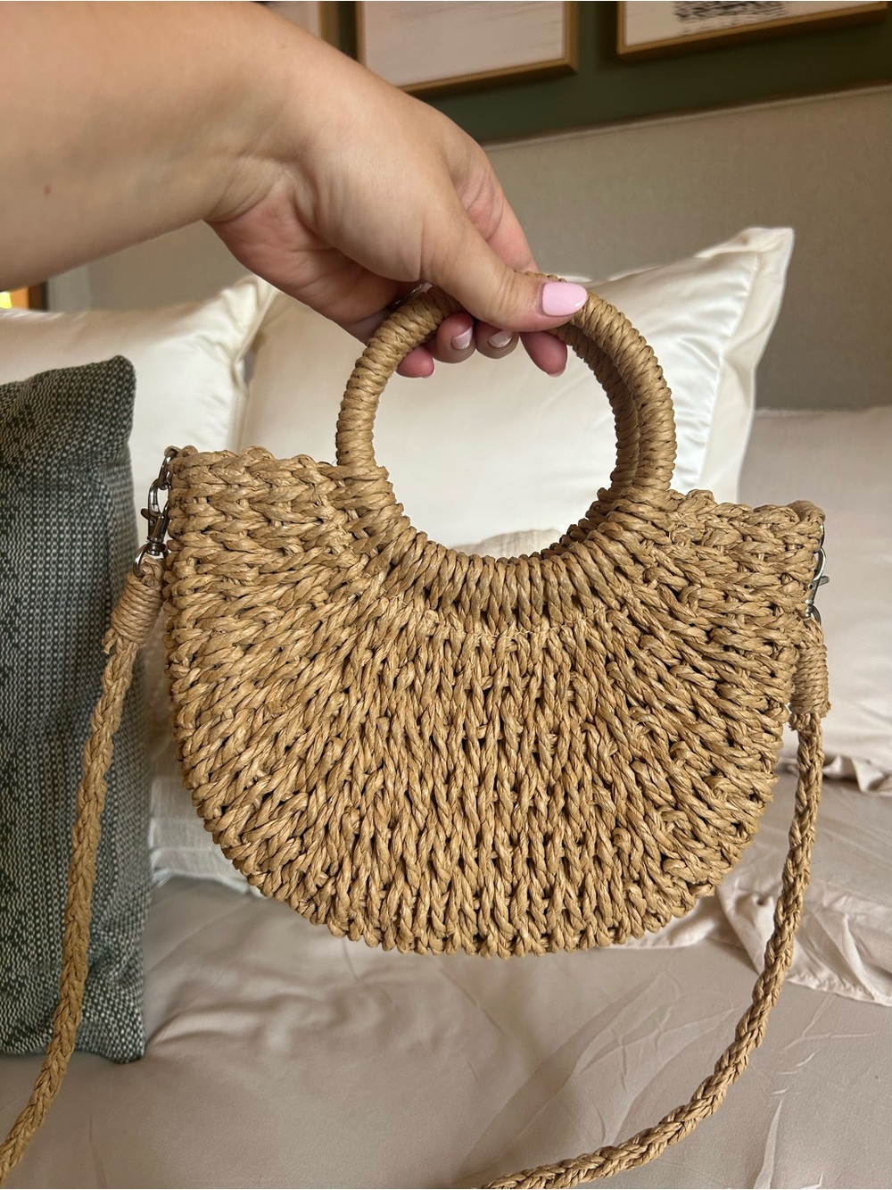 Woven Straw Crossbody Small Purse in Natural - Picture 3 of 10